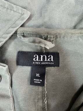a.n.a A New Approach Women's XL Olive Green Military Utility Jacket Drawstring W
